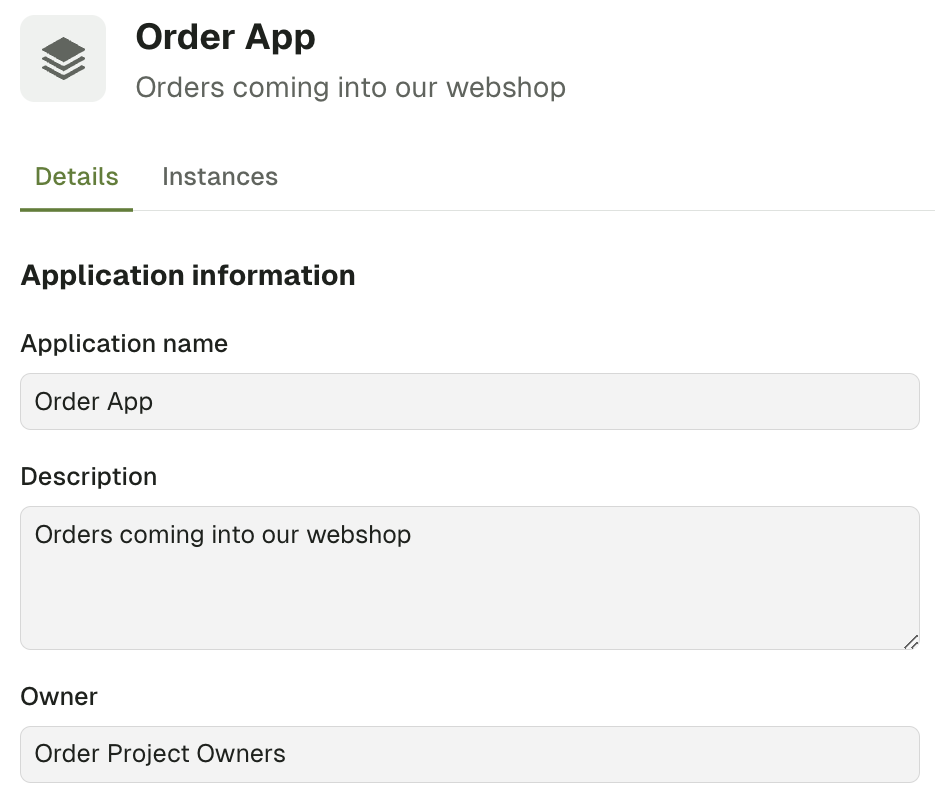 Application details